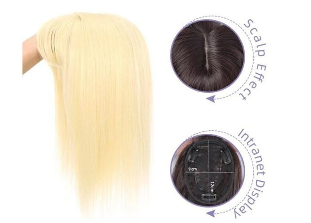 Peruca partiala cu breton Blond Deschis #60